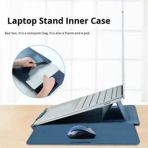 3 in <span class=keywords><strong>1</strong></span> Mauspad Ständer halter PU Leder Laptop Aufbewahrung tasche Hülle für Macbook Air 15 13 Zoll Computer Schutzhülle - Product Image 2