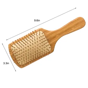 Brosse à cheveux en bambou en bois naturel, Logo personnalisé, Massage du cuir chevelu, palette d'air, brosse à cheveux pour femmes