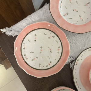 乐益韩版Ins手绘8寸不规则陶瓷盘高色甜品点心盘 - Product Image 5