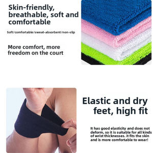 Muñequera bordada con logotipo personalizado al por mayor, toalla atlética absorbente para el sudor del brazo, muñequeras deportivas transpirables de algodón, muñequeras deportivas - Product Image 5