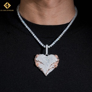 Colgante de Moissanita en Forma de Corazón, Chapado en Oro Rosa de 18K, con Microincrustaciones, Amuleto de Lujo, Regalo Unisex para Fiestas y Uso Diario - Product Image 5