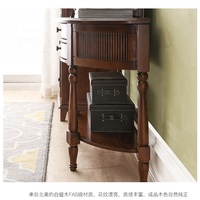 Table console murale style antique, brun vieilli, bureau pour femme, coiffeuse vintage