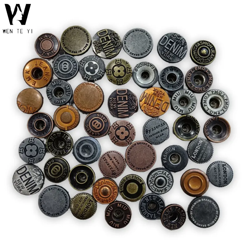 Wholesale metal eco-friendly custom jeans button denim suspenders bobble head fashion socket buckle shank denim button and rivet