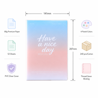 Carnet A5 à Couverture PVC Transparente Dégradée, Papier Ligné 80g, 52 Feuilles, Reliure Cousue, Journal Intime pour Étudiant et École