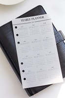 Insert de calendrier annuel en papier vélin semi-transparent personnalisé 2027 pour agenda, recharge de rechange à 6 anneaux