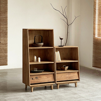 Meubles en bois massif de style Wabi Sabi, étagère de rangement grande capacité, ensemble d'étagères, armoire verticale pour salon, appartement