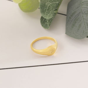 Bagues vintage en zels pour femmes, bijoux géométrique Simple et tendance, avec des signes en or 14 carats gravés, anneau pour anniversaire, en acier inoxydable - Product Image 4