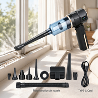 Aspirateur sans fil portable noir et or, sans balais, en ABS, avec kit de buses multiples, 3 vitesses, 18000 Pa, mini, pour vitres, interstices, voiture et maison