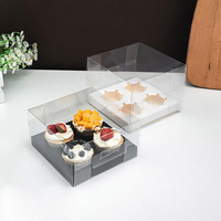 Boîte à cupcakes 4 emplacements, emballage en PET, boîte cadeau pliable, boîtes en plastique transparentes pour cupcakes
