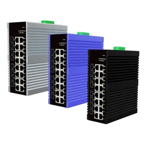 Conmutador de red industrial de 24 puertos Gestionado 10/100/1000m Conmutador de fibra Ethernet Poe con 16*10/100/1000base-tx a 8 * 1000base-fx