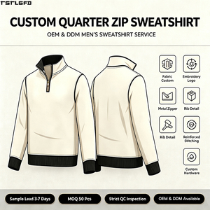 Sudadera con cremallera de un cuarto personalizada, cuello simulado, algodón grueso, para hombre, fabricantes de sudaderas con capucha y sudaderas, venta al por mayor a granel - Product Image 1