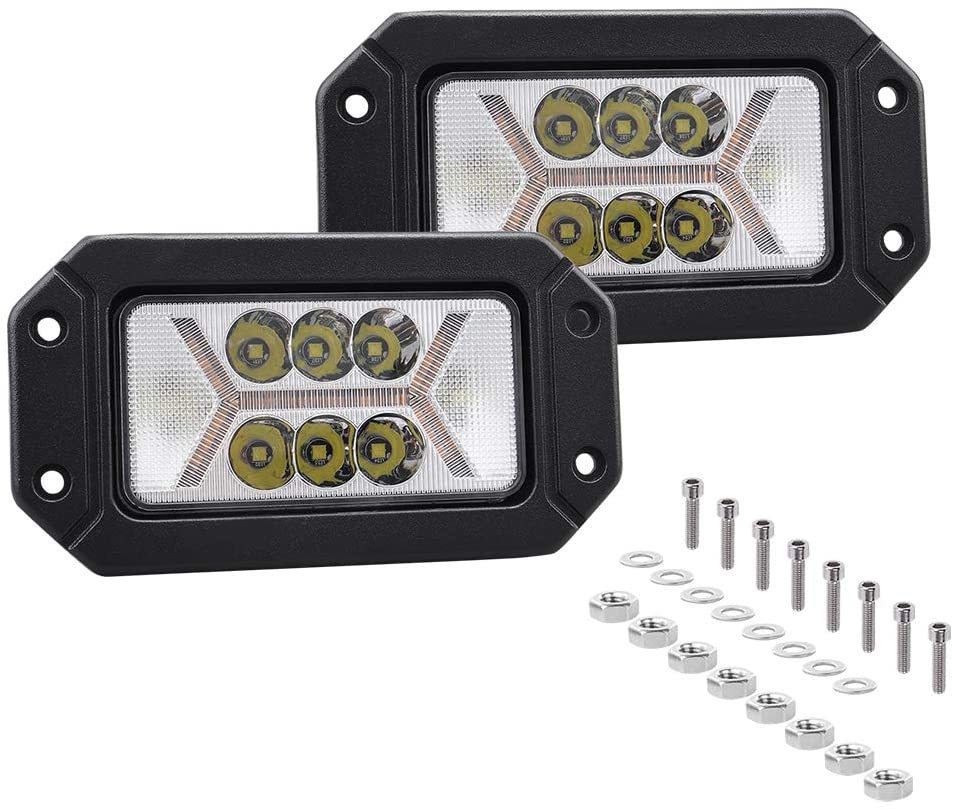 Universal 48W White/Amber Flush Mount 6 Inch LED Work Lamp Working Lights for Truck 4X4 Car