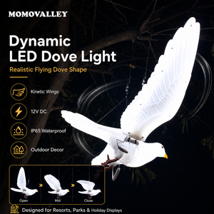 MOMOVALLEY Guirlande lumineuse de Noël LED dynamique Colombe 12V Motif oiseau volant cinétique pour la décoration de parcs et centres commerciaux Vente en gros - Product Image 1