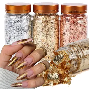 1 <b>Box</b> Glitter Nail Art Foil Paper Makeup Jewelry Irregular Shiny Foil Leaf Gold Flakes Nails DIY Stickers Manicure Decorations - Product Image 1