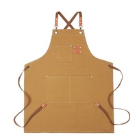 Tablier en toile de coton polyester de bonne qualité, sans manches, réglable, avec poches croisées au dos, durable, lavable, pour restaurant
