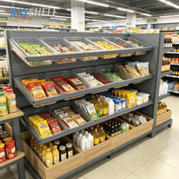 Étagère de présentation alimentaire autoportante efficace pour supermarché, unité de rayonnage réglable pour confiserie, distributeur commercial de noix en vrac