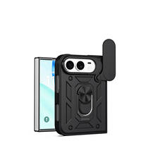 Coque de téléphone style fenêtre avec protection coulissante pour appareil photo, support magnétique et antichoc pour iPhone Duo – Vente en gros
