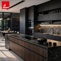 Alland - Porte plate en contreplaqué écologique personnalisée de luxe, mélamine mate, moderne, noire, pour cuisine de villa