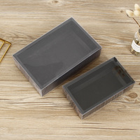 En gros personnalisé petit rectangle transparent couvercle en plastique plateau recyclable papier kraft cadeau boîtes d'emballage avec couvercle en PET transparent