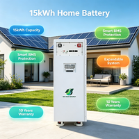 Batterie LiFePO4 15 kWh 51,2 V 300 Ah à décharge profonde pour système de stockage d'énergie domestique, garantie 10 ans, BMS CE, pour maison solaire