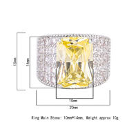 Bijoux fantaisie écologiques en cuivre, zircone cubique jaune fantaisie 10*14MM, pierre précieuse géométrique, bracelet ajustable plaqué or