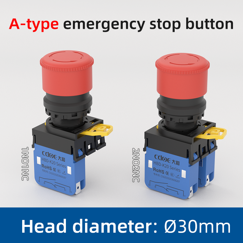 Type A |   Arrêt d'urgence |    IP65 |   Verrouillage