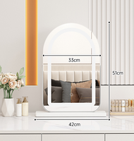 Miroir de maquillage intelligent à LED en forme d'arche avec lumière rechargeable, métal et verre teinté pour la maison, la salle de bain, la chambre à coucher, la coiffeuse