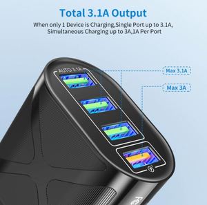 อะแดปเตอร์ชาร์จ USB 4 พอร์ต 3.1A ชาร์จเร็ว พร้อมหน้าจอ LED สำหรับอะแดปเตอร์เดินทาง ชาร์จโทรศัพท์ - Product Image 4