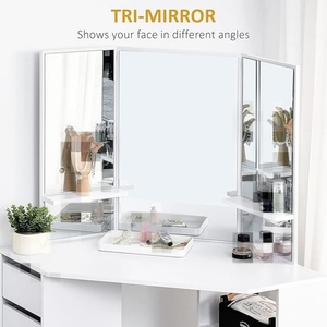 Luxury Custom Wood Panel Modern Bedroom Durable 3-Tier 5-Drawer Mirror Custom Color USA Origin Makeup Vanity - Product Image 5