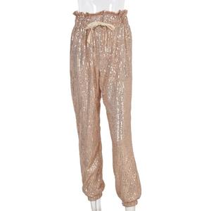<span class=keywords><strong>Pantaloni</strong></span> da <span class=keywords><strong>Donna</strong></span> con Paillettes Lucide a Gamba Larga, Vita Alta, Vestibilità Ampia, con Coulisse, per Feste, Lunghi - Product Image 2
