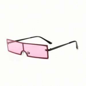 Gafas de Sol de Metal sin Montura para Mujer, Lentes de Una Pieza, Montura Pequeña Rectangular, Novedad 2020 - Product Image 5