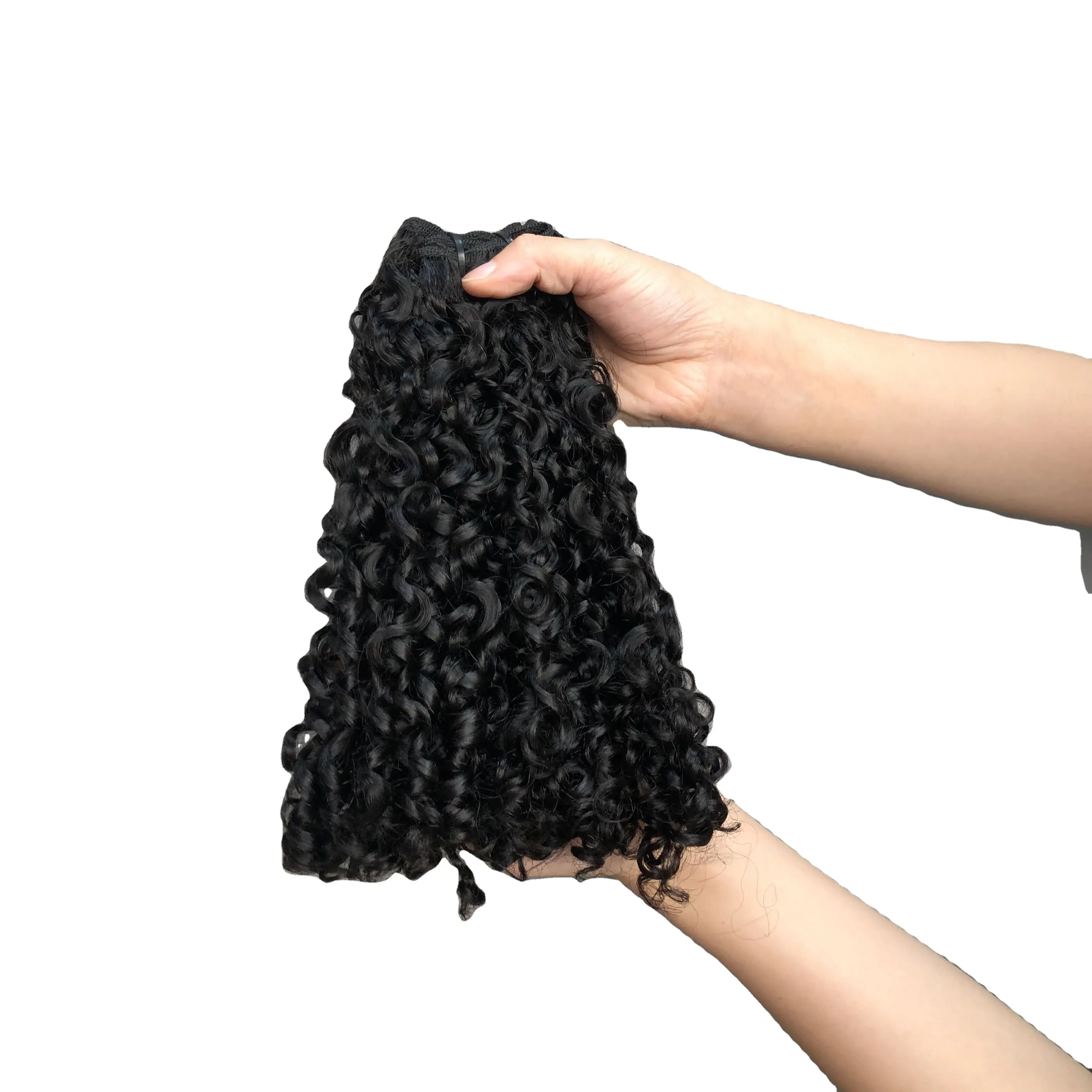 Grosir 12A Cabelo Humano alami Pixie Curl pelurus rambut sambungan rambut manusia bundel rambut keriting India mentah