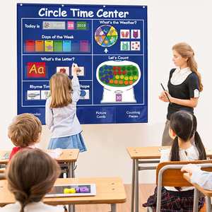 Circle Time Center Pocket Chart <b>Calendar</b> Educational Classroom Pocket Chart with Learning Shapes Colors School Office Supply - Product Image 6
