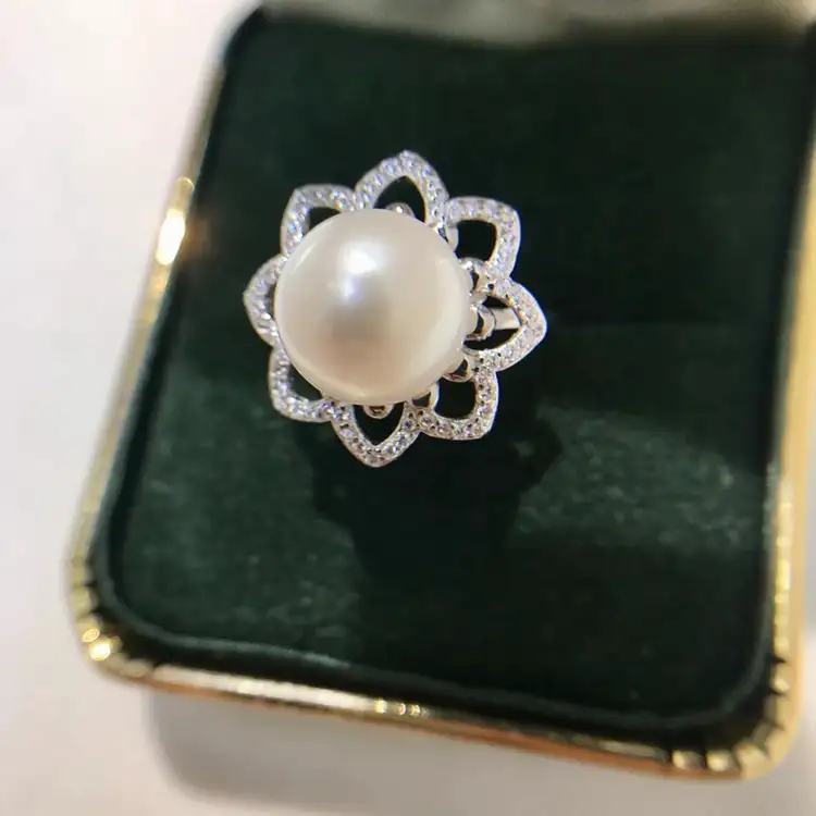 Großhandel perfekt 925 Sterling Silber Perlen ring Einstellungen Schmuck finden neuesten Süßwasser Perlen ring Designs für Frauen