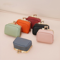 Casing perhiasan kulit Mini, dompet kecil dengan saku ritsleting untuk Airpods koin