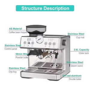 Machine à espresso intelligente personnalisée Pompe 20Bar Programmable Home Baristas Assist Infusion intégrée Arrêt automatique du lave-vaisselle Minuterie - Product Image 2