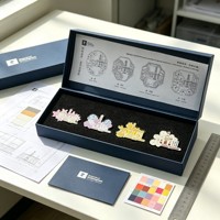Boîte cadeau rigide personnalisée pour épingles en émail, badges métalliques, emballage cadeau magnétique avec insert floqué