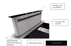 इटैलियन अल्ट्रा-पतली स्लाइड-आउट डाउनड्राफ्ट हवादार रेंज हुड डेस्कटॉप स्वचालित लिफ्ट रसोई रंग हुड 90 सेमी - Product Image 5
