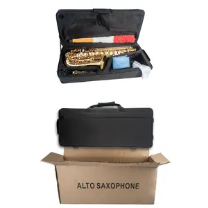 Alto <span class=keywords><strong>Eb</strong></span> Tune Saxofón Latón Laca Dorada Sax Con Estuche Boquilla 2,5 Saxofón Alto Cañas Correa de Corcho Cepillo Guantes Estuche - Product Image 6