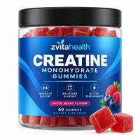 Gummies de créatine à formule personnalisée sous marque privée, sans sucre, véganes, 5000 mg de créatine monohydrate pour le gain musculaire chez l'adulte