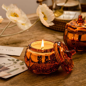 Bougie parfumée à la cire de soja biologique à étiquette privée Huile essentielle d'aromathérapie Mini boîte Bougie chauffe-plat en coton pour la décoration <span class=keywords><strong>du</strong></span> Ramadan - Product Image 2