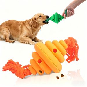 Jouet à mâcher pour chien en silicone de qualité alimentaire, forme de carotte, distributeur de friandises, jouet interactif pour la dentition, corde en coton pour mâcheurs agressifs - Moderne - Product Image 1