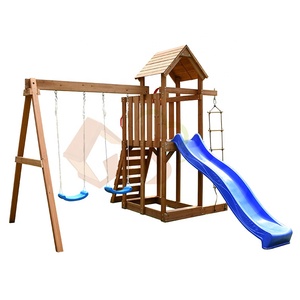 Ensemble de balançoire en bois <span class=keywords><strong>pas</strong></span> <span class=keywords><strong>cher</strong></span> pour enfants, <span class=keywords><strong>toboggan</strong></span>, aire de jeux, extérieur, jardin - Product Image 3