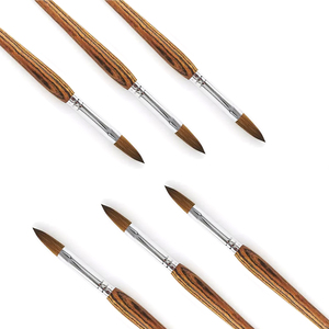 Pinceau à ongles en acrylique avec manche en bois brun, logo personnalisé, différentes tailles pour la vente en gros, utilisation en salon de manucure - Product Image 3