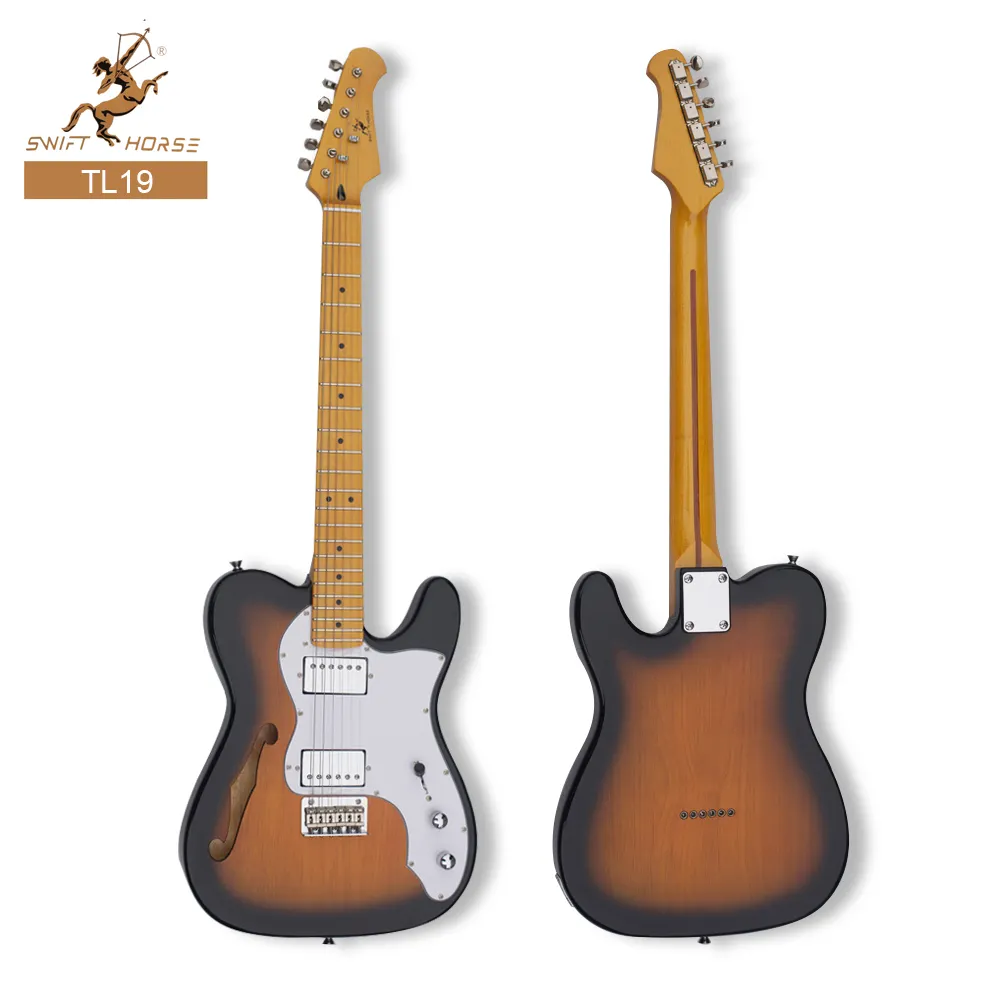 Trung Quốc bán buôn TL Guitar điện với f lỗ Poplar cơ thể Maple cổ H-H Giá Rẻ Bán guitar điện chấp nhận biểu tượng tùy chỉnh OEM ODM