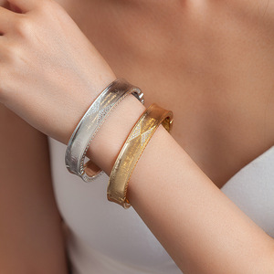 Square Bangle <b>Bracelet</b> Gold And Silver <b>Copper</b> Alloy Geometry Star Pattern Unisex Jewelry Gift - Product Image 1
