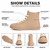 Bottes de pluie montantes en PVC mat pour femmes, design à lacets, imperméables, antidérapantes, service de marque personnalisée