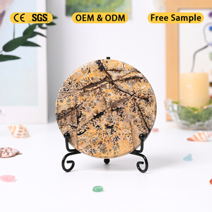 Sous-verre en cristal naturel poli à la main, tranche de pierre décorative ronde pour la décoration - Product Image 3