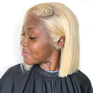 Perruque Bob brésilienne naturelle Remy <span class=keywords><strong>coupe</strong></span> <span class=keywords><strong>courte</strong></span>, cheveux humains, blond 613, 13x4, bon marché, vente en gros - Product Image 1