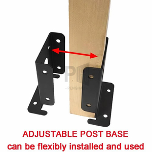 Supports d'angle <span class=keywords><strong>en</strong></span> acier robuste à installation facile, base réglable pour poteaux de clôture <span class=keywords><strong>en</strong></span> <span class=keywords><strong>bois</strong></span> et pergola 3,5x3,5 pouces - Product Image 3